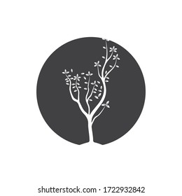 Vector de árbol, dibujado a mano, ilustración de la plantilla de diseño vectorial de árbol de oliva