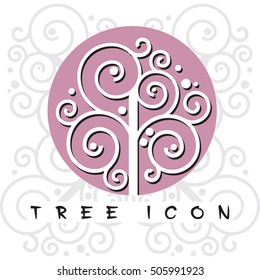 Tree Vector Icon In Decorative Style. Abstract Symbol - Concept.