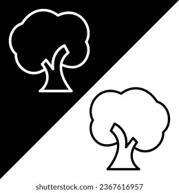 Baum-Vektorsymbol, Lineal-Stil-Symbol, aus der Sammlung von Agrarsymbolen, einzeln auf schwarz-weißem Hintergrund.