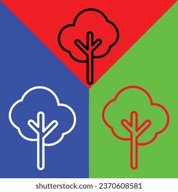 Tree Vector Icon, Lineal style icon, from Agriculture icons collection, isolated on Red, Blue and Green Background.