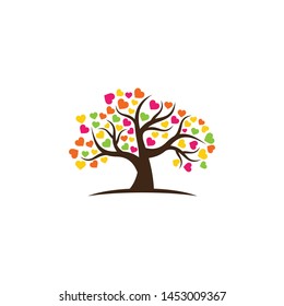 Tree vector icon. logo design elements. Hearts for leaves.