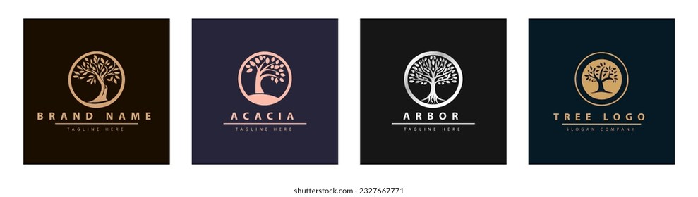 Tree vector icon. Logo design Premium Vector. Botanical plant nature symbol. Nature trees illustration logo design vector illustration.