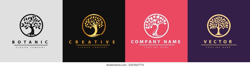 Tree vector icon. Logo design Premium Vector. Botanical plant nature symbol. Nature trees illustration logo design vector illustration.