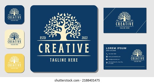 Tree vector icon for logo . Nature trees vector illustration logo design and business card