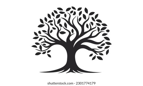 Icono de vector de árbol, logotipo. Diseño del logo de la ilustración vectorial de los árboles naturales sobre fondo blanco.