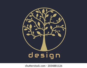 Tree vector icon. Luxury color olive tree vector illustration logo design.