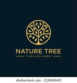 Tree vector icon. Nature tree vector illustration of logo design. Trees in a circle.