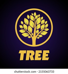 Tree vector icon. Nature tree vector illustration of logo design.Green Tree with Roots. Vector Illustration.