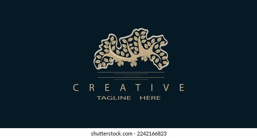 Tree vector icon. Nature tree vector illustration logo design on dark jack background