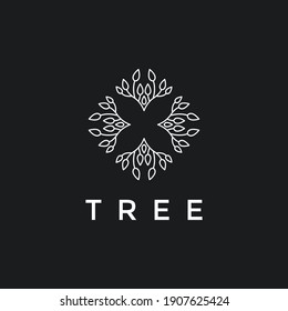 Tree vector icon. Nature trees vector illustration logo design. in black backround