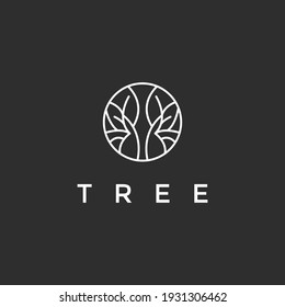 Tree vector icon. Nature trees vector illustration logo design. on black background