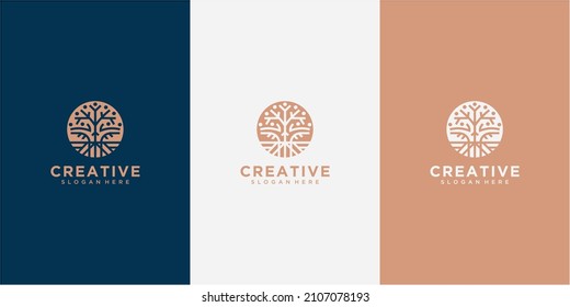 Tree vector icon. Nature trees vector illustration logo design. oak logo design template