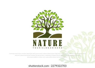 Tree vector icon. Nature trees vector illustration logo design.