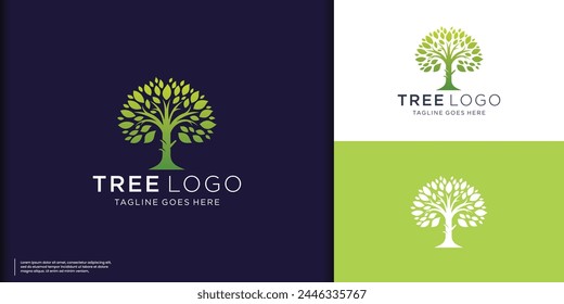 Tree vector icon. Nature trees vector illustration logo design with gradient green color.