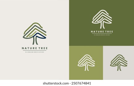 Icono de Vector de árbol. Árboles de Naturaleza Ilustración vectorial logo diseño Plantilla EPS10 archivo