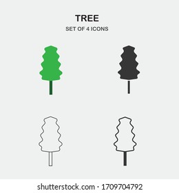 plantas de iconos de vectores de árbol exteriores