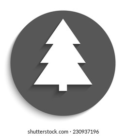 tree - vector icon with shadow on a round grey button