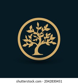 Tree vector icon. Stamp nature tree vector illustration logo design.