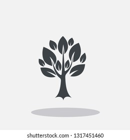 Tree vector icon vegetation and nature life icon with shadow