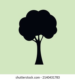 Tree vector icon, wood on green background