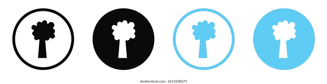 Tree vector icons in black and blue colors