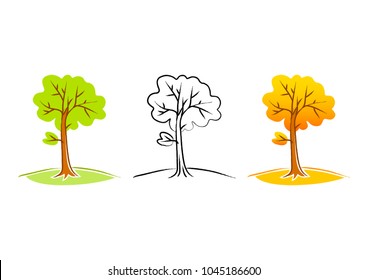 Tree vector icons on white background