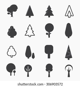 tree vector icons set