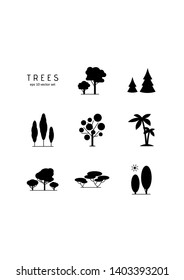 Tree - vector icons set. Symbol for web, infographics, print design and mobile UX/UI kit. Vector illustration, EPS10.