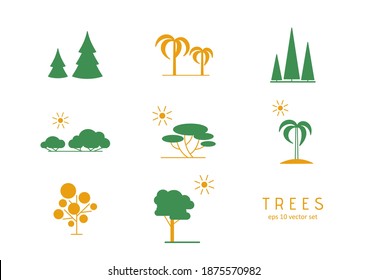 Tree - vector icons set. Symbol for web, infographics, print design and mobile UX UI kit. Vector illustration, EPS10.
