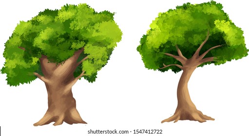 Tree Vector Illustration For 2D Asset N0.004