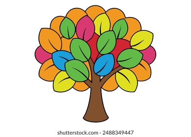 A Tree Vector Illustration: Cartoon, Clipart, and Line Art Design