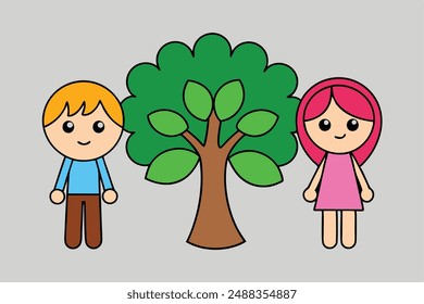 A Tree Vector Illustration: Cartoon, Clipart, and Line Art Designs for Digital Products