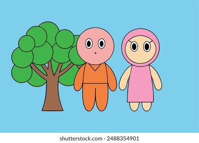 Una Ilustración vectorial de árbol: Diseños de dibujos animados, Clipart y arte lineal para Productos digitales