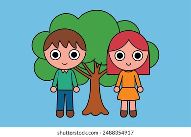 A Tree Vector Illustration: Cartoon, Clipart, and Line Art Designs for Digital Products