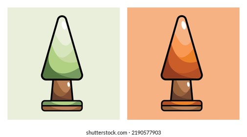 Vector de árbol. Ilustración de árbol. Árbol estilo caricatura. Ilustración vectorial de diseño plano. Juego de árboles. Árboles de otoño, árboles de primavera