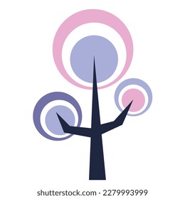 Tree vector illustration. Сute colorful tree.