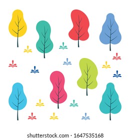 Ilustración de vectores de árbol con diseño plano de color