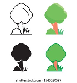 Tree vector illustration with different style isolated on white. Tree icon, tree symbol 