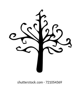 Tree vector illustration. Doodle style. Design icon, print, logo, poster, symbol, decor, textile, paper
