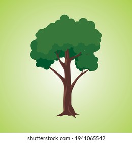 Tree vector illustration with flat cartoon style