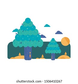 Tree vector illustration with flat and clean design style can be used to ilustrate any nature and landscape