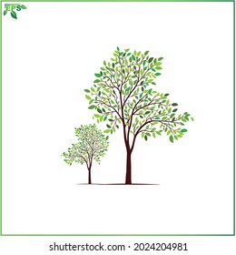 tree vector illustration, green tree flat design concept