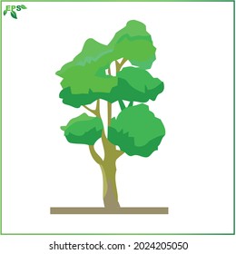 tree vector illustration, green tree flat design concept