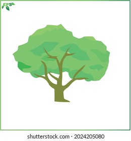 tree vector illustration, green tree flat design concept