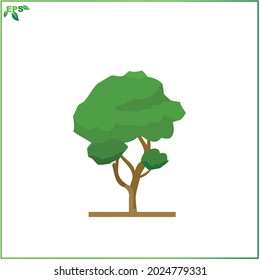 tree vector illustration, green tree flat design concept