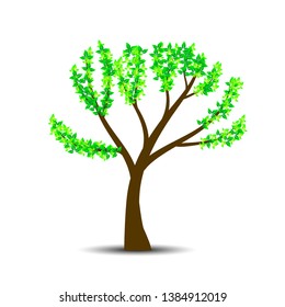 Tree vector illustration with green leaves and roots, can use for logo inspiration, design element and decoration isolated on white background
