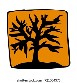 Tree vector illustration. Happy Halloween. Doodle style. Design icon, print, logo, poster, symbol, decor, textile, paper