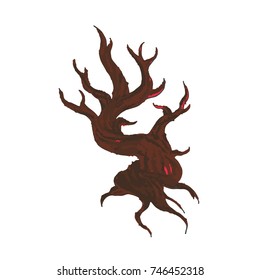 Tree vector illustration. Happy Halloween. Doodle style. Design, print, logo, decor, textile, paper.
