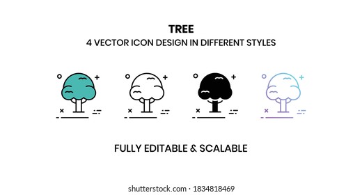 Tree Vector illustration icons in different style