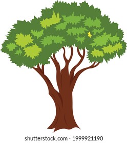 Ilustración vectorial de árbol con fondo aislado.